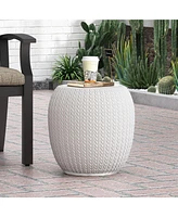 Rustic Braided Concrete Side Table: Outdoor Elegance And Versatility