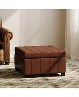 Luxurious Faux Leather Ottoman With Ample Storage And Soft-Close Hinges