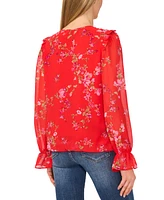 CeCe Women's Tie-Neck Ruffled Long-Sleeve Blouse