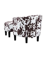 Convenience Concepts 26.25" Faux Cowhide Churchill Accent Chair with Ottoman