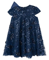 Rare Editions Little Girls 3D Floral Embroidered Mesh Social Dress