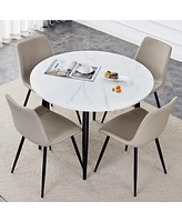 Streamdale Furniture Table and chair set.Modern Extendable Mdf Dining Table.The table has a telescopic design, suitable for gatherings of different si