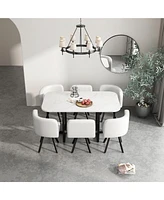 Streamdale Furniture Modern 7 Pieces Dining Table Set, Rectangle Dining Table with 6 Chairs for Dining Room, Kitchen