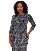 Jessica Howard Petite 3/4-Sleeve Glitter-Knit Sheath Dress