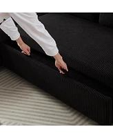 78.7" Comfortable Corduroy L-Shaped Combo Sofa Bed, Living Room Furniture Set for Tight Spaces, Reversible Sleeper Combo Sofa with Pullout Bed, R