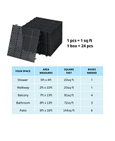 12 x 12 Inch Interlocking Deck Tiles Plastic Waterproof Outdoor All Weather Anti-slip Bathroom Shower Balcony Porch Strong Weight Capacity Upto