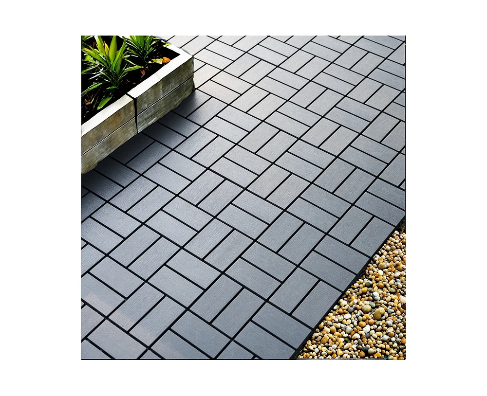 Streamdale Furniture Plastic Interlocking Deck Tiles, 44 Pack, 12" x12", Waterproof, All Weather, Patio Decking Tiles for Poolside, Balcony, Backyard,