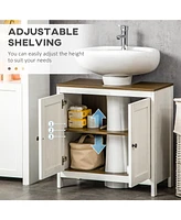 Modern Bathroom Sink Cabinet, Floor Standing Under Sink Cabinet, Freestanding Storage Cupboard with Adjustable Shelf, Double Doors, Antique White