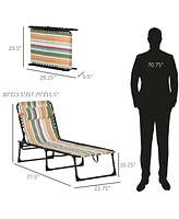 Streamdale Furniture Folding Chaise Lounge Pool Chair, Patio Sun Tanning Chair, Outdoor Lounge Chair w/ 4