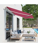 Simplie Fun 10' x 8' Retractable Awning, Patio Awnings, Sunshade Shelter w/ Manual Crank Handle, Uv & Water