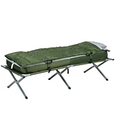 Simplie Fun Camping Cot, Outdoor Folding Bed Set with Mattress, Sleeping Bag, Pillow, and Carry Bag, Comfortable and Portable, for Travel Camp Beach