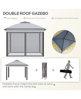 11' x 11' Pop Up Canopy Tent with Netting and Carry Bag, Instant Gazebo Sun Shelter, Tents for Parties with 121 Square Feet of Shade, for Outdoor, Gar
