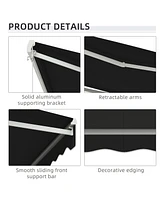 10' x 8' Electric Awning, Retractable Awning, Uv Protection Sun Shade Shelter with Remote Controller and Manual Crank Handle for Deck, Balcony, Yard,