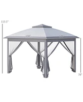 Streamdale Furniture 11' x 11' Pop Up Canopy Tent with Netting and Carry Bag, Instant Gazebo Sun Shelter, Tents for Parties with 121 Square Feet of Sh