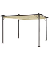 Simplie Fun 11.5' x 11.5' Outdoor Retractable Pergola Canopy, Metal Patio Shade Shelter for Backyard, Porch Party, Garden, Grill Gazebo, Beige