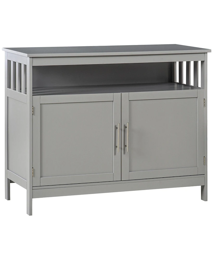 Sideboard Buffet Cabinet, Modern Kitchen Cabinet, Coffee Bar Cabinet with 2-Level Shelf and Open Compartment, Grey