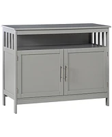 Sideboard Buffet Cabinet, Modern Kitchen Cabinet, Coffee Bar Cabinet with 2-Level Shelf and Open Compartment, Grey