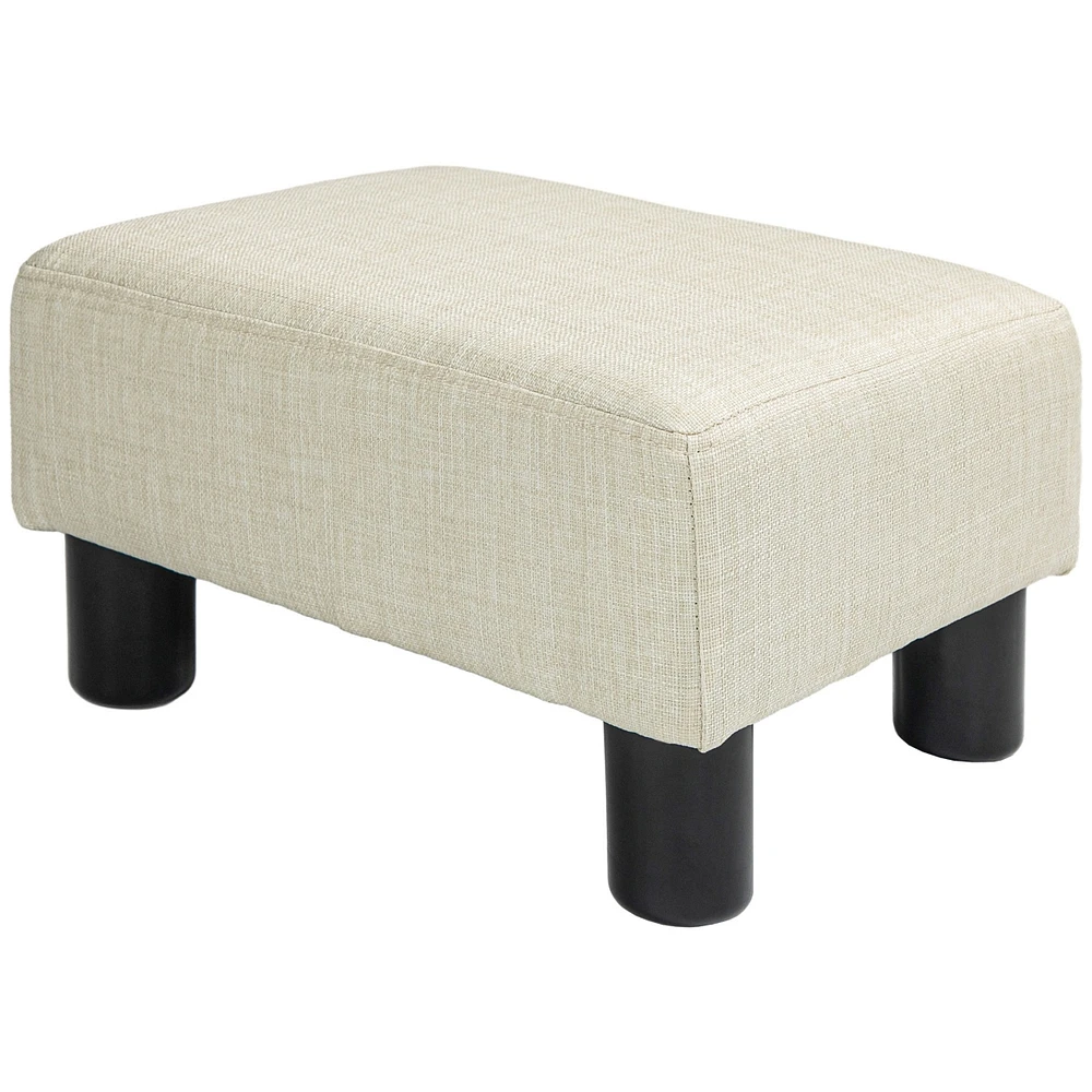 Simplie Fun Ottoman Foot Rest, Small Foot Stool with Linen Fabric Upholstery and Plastic Legs, Cube Ottoman for Living Room