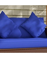 Patio Wicker Loveseat with Cushions, 2-Seat Outdoor Pe Rattan Couch Sofa with Throw Pillows, for Porch, Backyard, Garden, Poolside, Blue