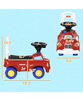 Simplie Fun Toddler Ride on Toy, Baby Ride on Fire Truck with Music, Horn, Under Seat Storage, Foot to Floor Car for Kids 18-36 Months, Red