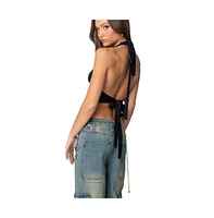 Edikted Women's Open Back Triangle Halter Top