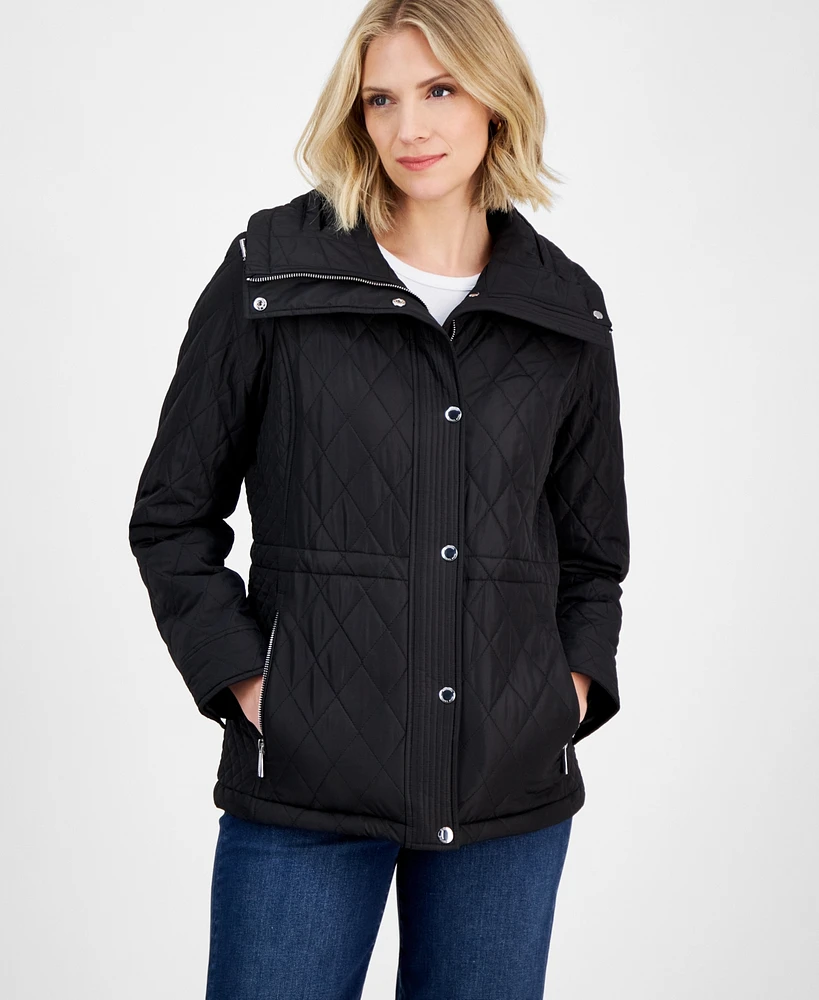 Michael Kors Women's Quilted Hooded Zip-Front Coat, Exclusively at Macy's