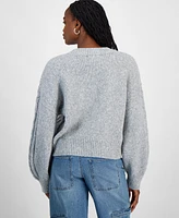 And Now This Women's Cable-Knit-Detail Graphic Sweater, Exclusively at Macy's