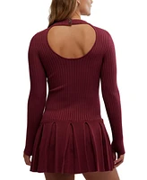 Free People Women's Emmy Ribbed Knit Pleated A-Line Mini Dress