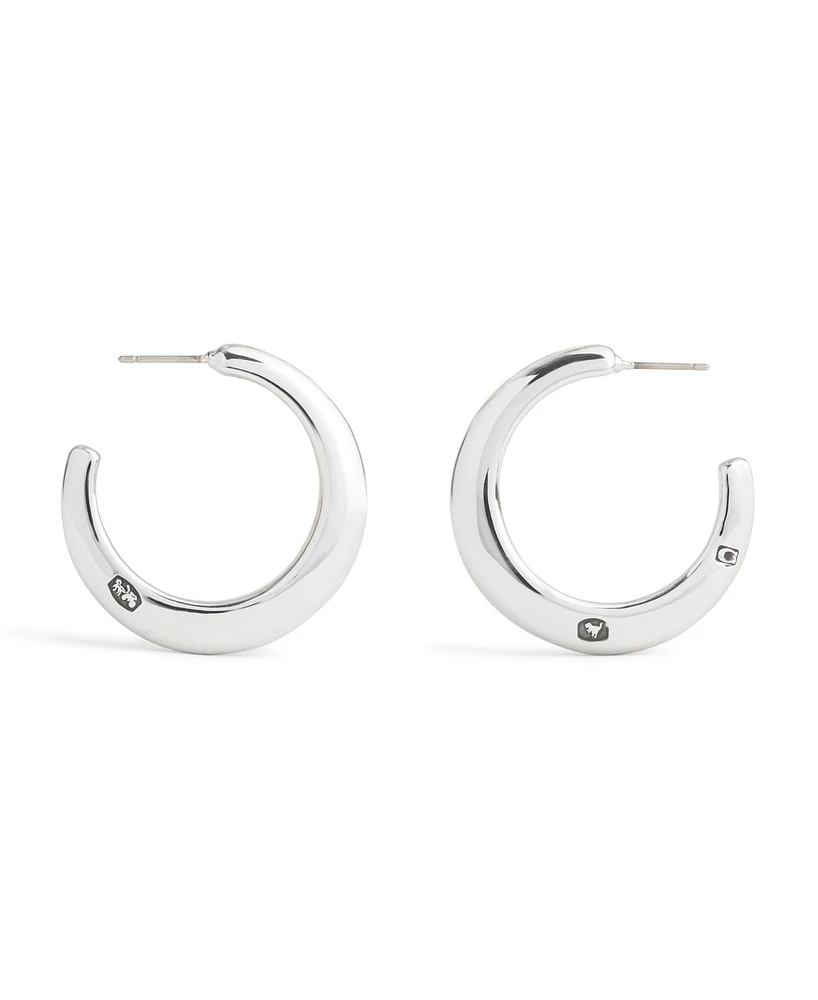 Coach Signature Hallmark Tubular Hoop Earrings