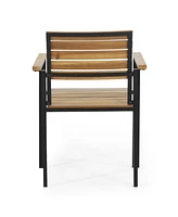 Streamdale Furniture Laris Wood And Metal Outdoor Dining Chair Set: Modern Industrial Style For Elevated Outdoor Dining