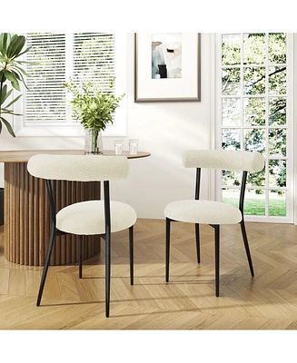 Modern Toothpick Dining Chairs with Curved Backrests (Set of 2)