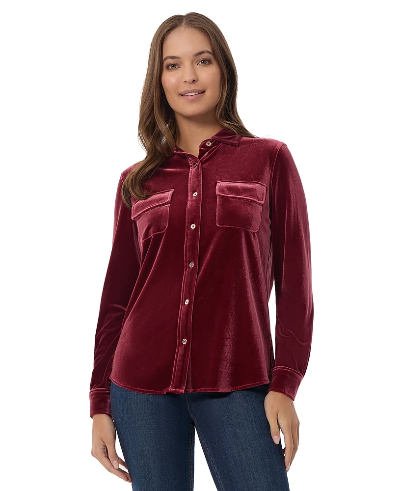 Jones New York Women's Stretch Velour Utility Shirt