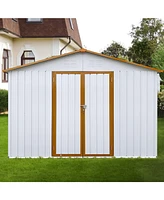 Metal garden sheds 10ftx12ft outdoor storage sheds White+Yellow