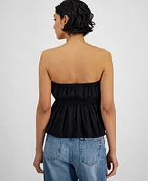 And Now This Women's Linen-Blend Strapless Tie-Front Top, Created for Macy's