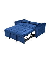 Streamdale Furniture Modern flannel double sofa with folding bed, small double sofa with three in one convertible sofa bed, adjustable backrest and st