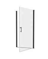 1 3/8" adjustment, universal pivot shower door, open outside, with 1/4" tempered glass and Matted black finish 2472