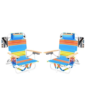 Streamdale Furniture 2PCS Backpack Beach Chairs for Adults Beach towel backpack beach chairs for adults 5 position chair with pouch folding lightweigh