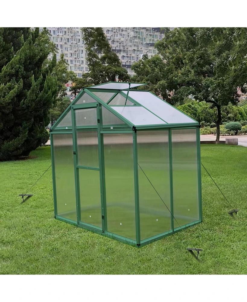 Simplie Fun Newly marketed Gain height windproofaluminum greenhouse 6x4 Ft Polycarbonate Greenhouse Raised Base and Anchor Aluminum Heavy Duty Walk