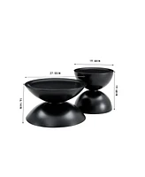 Streamdale Furniture Blck coffee round tables with Storge Movable Table Top Multifunctional End Side Table