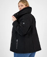 Michael Kors Plus Quilted Hooded Anorak Coat