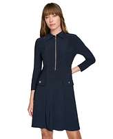 Tommy Hilfiger Women's Zip-Front Fit & Flare Dress