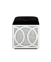 Simplie Fun Noralie Ottoman W/Storage Mirrored & Faux Diamonds