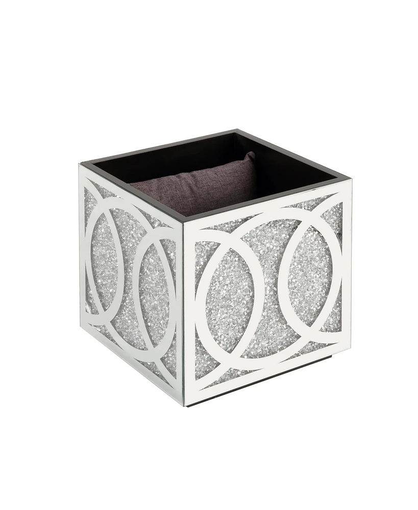 Simplie Fun Noralie Ottoman W/Storage Mirrored & Faux Diamonds