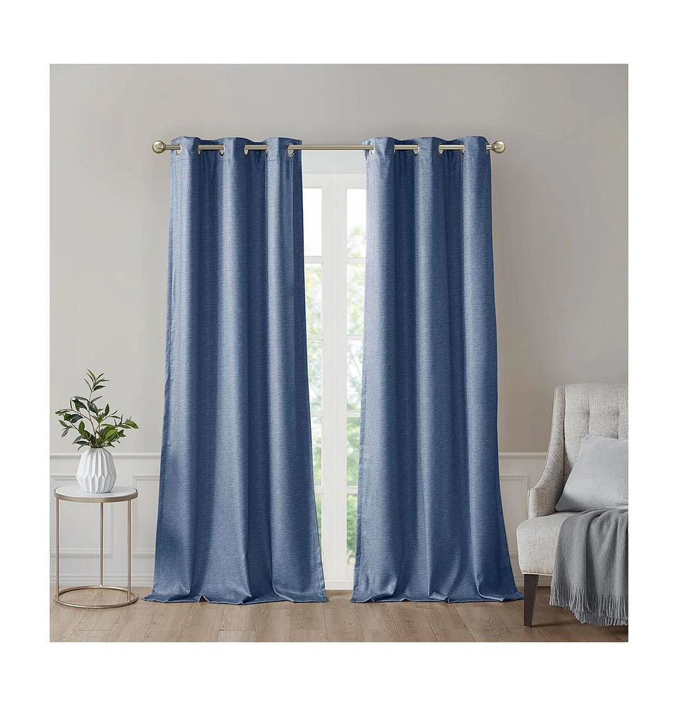 Simplie Fun Tonal Printed Faux Silk Total Blackout Curtain Panel Pair(2 Pcs Window Panels)