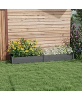 8x2ft Wooden Raised Garden Bed Kit, Elevated Planter with 2 Boxes, Self Draining Bottom and Liner, Patio to Grow Vegetables, Herbs, and Flowers, Gray