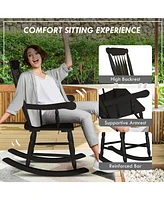 Outdoor Wood Rocking Chairs Set of 2, 350 lbs. Porch Rockers with High Back for Garden, Patio, Balcony, Black