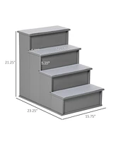 Pet Stairs, Small Pet Steps with Cushioned Removable Covering for Dogs and Cats Up To 22 Lbs., Grey