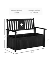 Outdoor Storage Bench, 43 Gallon Deck Box with Armrests, Outdoor Storage Box for Patio Furniture Cushions and Garden Tools, Black