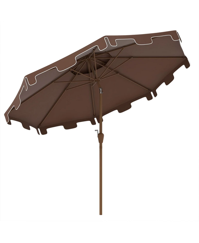 Streamdale Furniture 9' Patio Umbrella with Push Button Tilt and Crank, Double Top Ruffled Outdoor Market Table Umbrella with 8 Ribs, for Garden, Deck