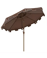 Streamdale Furniture 9' Patio Umbrella with Push Button Tilt and Crank, Double Top Ruffled Outdoor Market Table Umbrella with 8 Ribs, for Garden, Deck